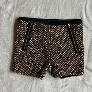 Gold sequence tight booty shorts